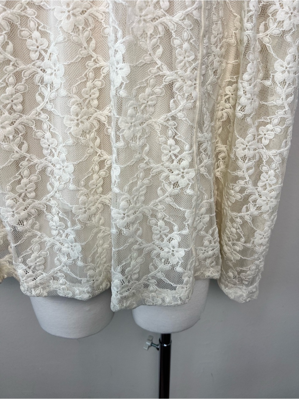 ZARA NWT Ecru Lace Maxi Dress Size S Sheer Mock Neck Wedding Bridal Boho - Picture 13 of 15